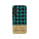 Be still and know that I am God teal black buffalo plaid Christmas phone case Samsung Galaxy S25 / Tough Case