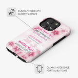 Personalized phone case with "Be Strong and Courageous" Bible verse Joshua 1:9 and custom name, ideal for Christian inspiration.