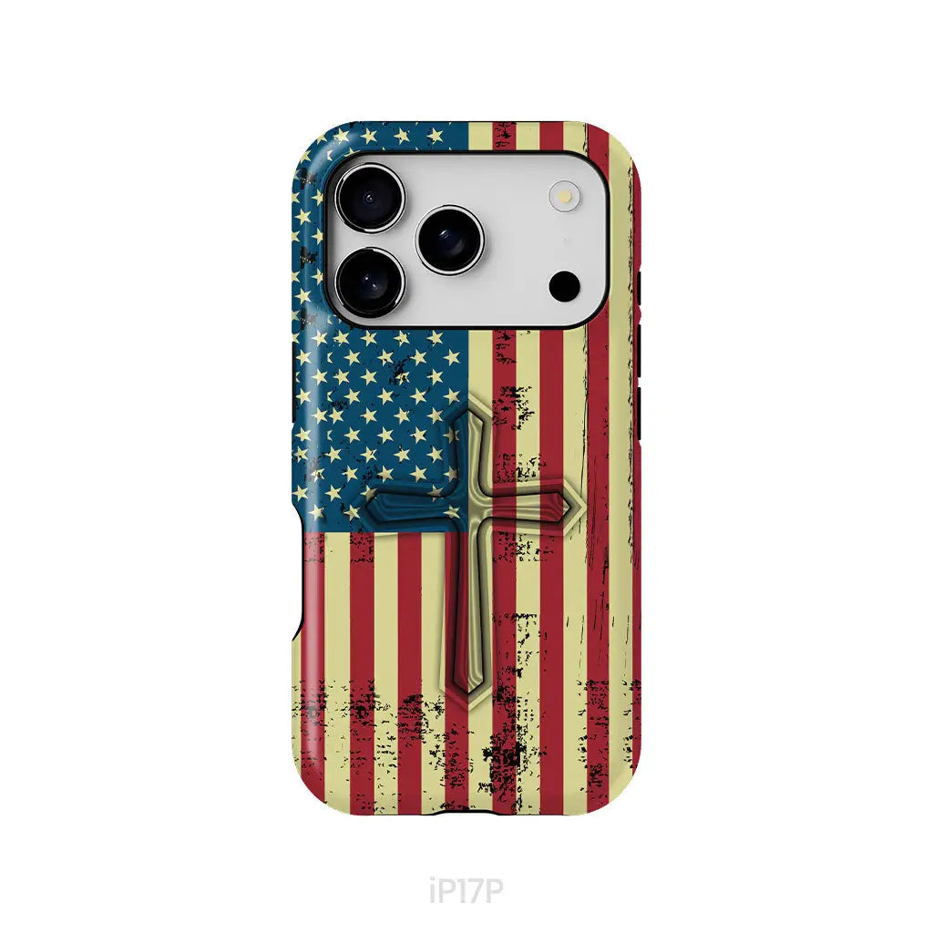 Beautiful American Flag cross phone case iPhone 17 Pro / Tough Case