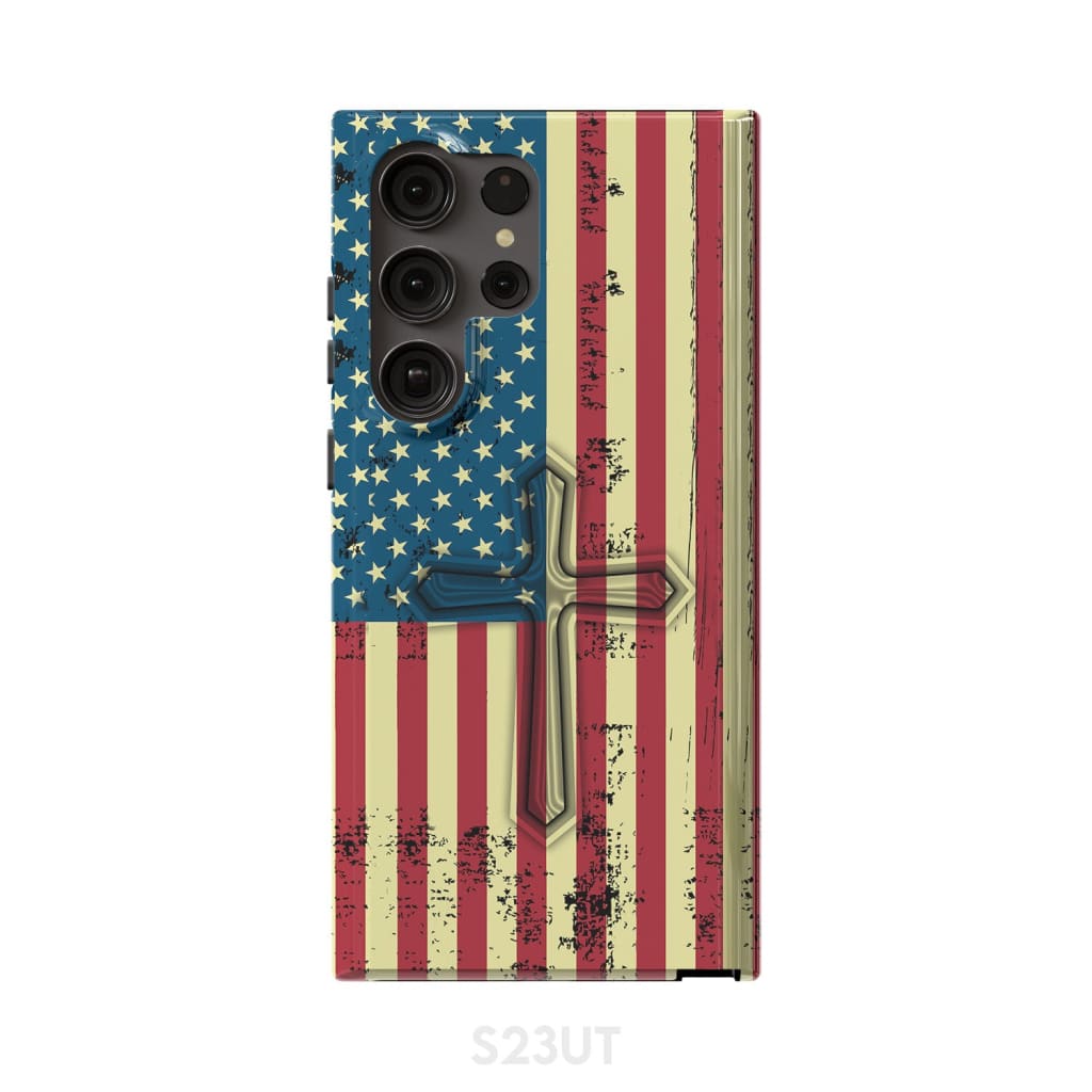Beautiful American Flag cross phone case Samsung Galaxy S23 Ultra / Tough