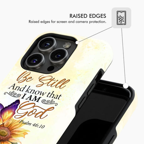 Bible Verse phone cases: Be still and know that I am God butterfly sunflower case