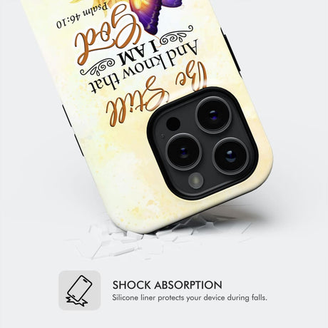 Bible Verse phone cases: Be still and know that I am God butterfly sunflower case