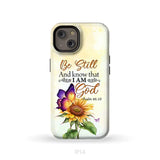 Bible Verse phone cases: Be still and know that I am God butterfly sunflower phone case iPhone 14 / Tough Case