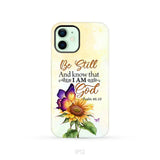 Bible Verse phone cases: Be still and know that I am God butterfly sunflower phone case iPhone 12 / Tough Case