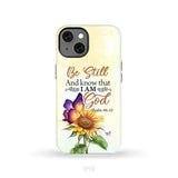 Bible Verse phone cases: Be still and know that I am God butterfly sunflower phone case iPhone 13 / Tough Case