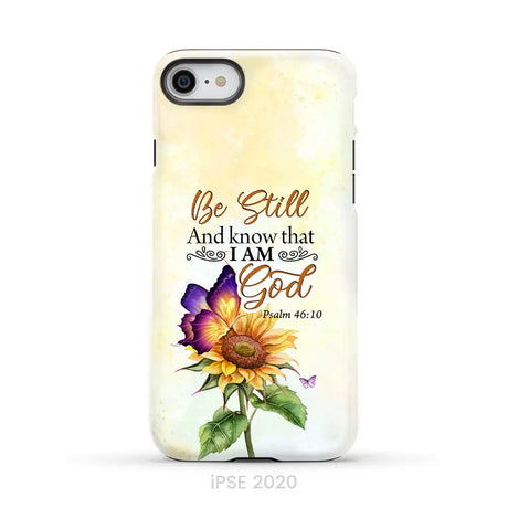 Bible Verse phone cases: Be still and know that I am God butterfly sunflower phone case iPhone SE 2020 / Tough Case