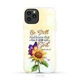 Bible Verse phone cases: Be still and know that I am God butterfly sunflower phone case iPhone 11 Pro Max / Tough Case