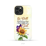 Bible Verse phone cases: Be still and know that I am God butterfly sunflower phone case iPhone 11 Pro / Tough Case