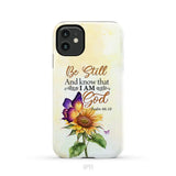 Bible Verse phone cases: Be still and know that I am God butterfly sunflower phone case iPhone 11 / Tough Case