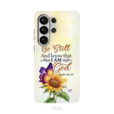 Bible Verse phone cases: Be still and know that I am God butterfly sunflower phone case Samsung Galaxy S26 Ultra