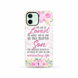 Bible verse phone cases: For God so loved the world John 3:16 Floral case iPhone 12 / Tough