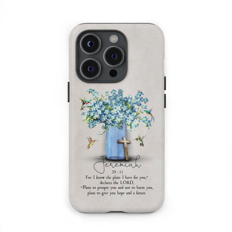 Bible verse phone cases: Jeremiah 29:11 NIV Hummingbird flowers case