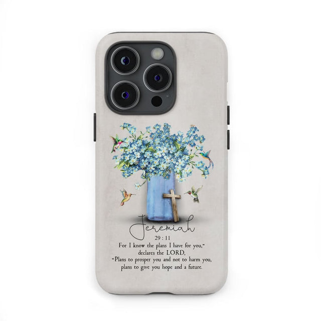 Bible verse phone cases: Jeremiah 29:11 NIV Hummingbird flowers case