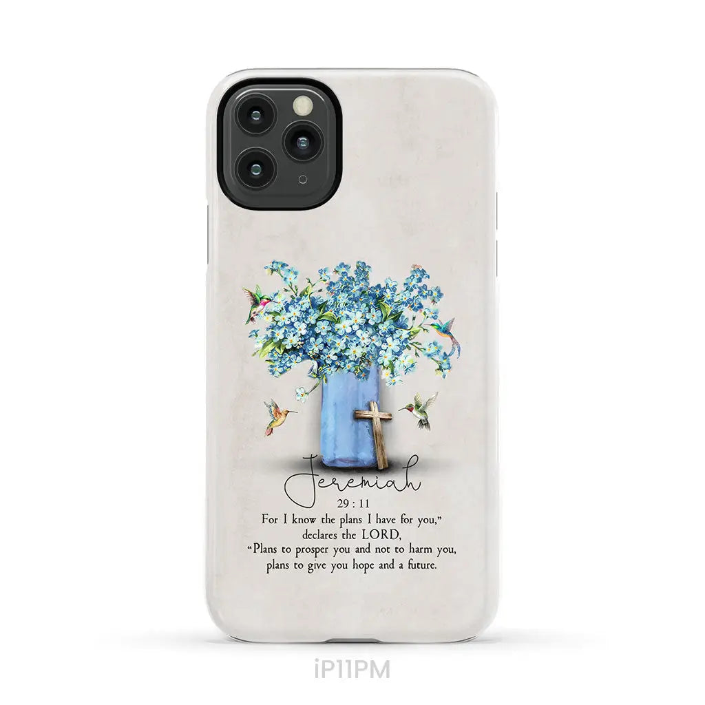 Bible Verse Phone Cases: Jeremiah 29:11 Niv Hummingbird Flowers Case iPhone 11 Pro Max / Tough