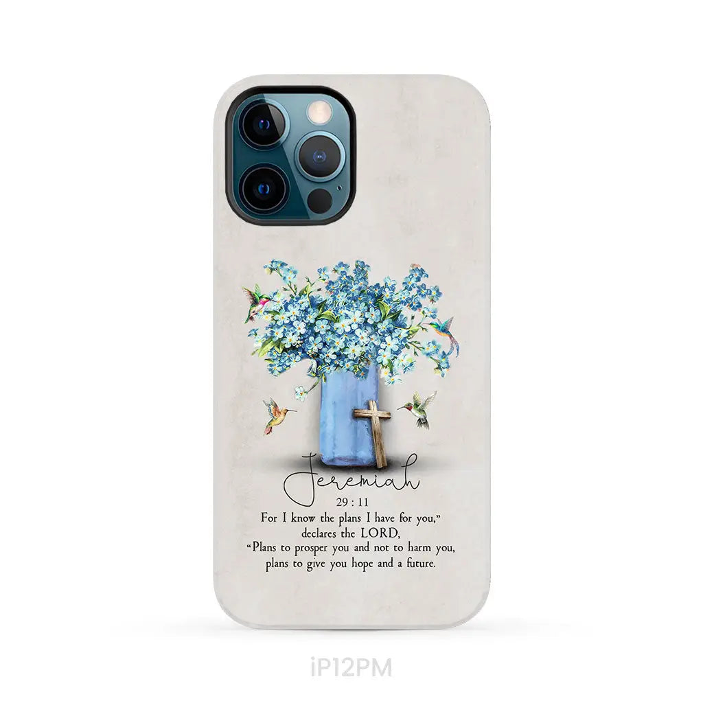 Bible Verse Phone Cases: Jeremiah 29:11 Niv Hummingbird Flowers Case iPhone 12 Pro Max / Tough