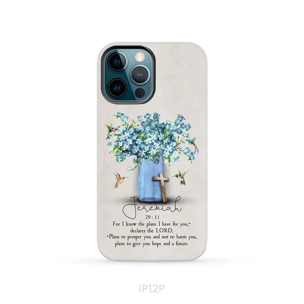 Bible Verse Phone Cases: Jeremiah 29:11 Niv Hummingbird Flowers Case iPhone 12 Pro / Tough
