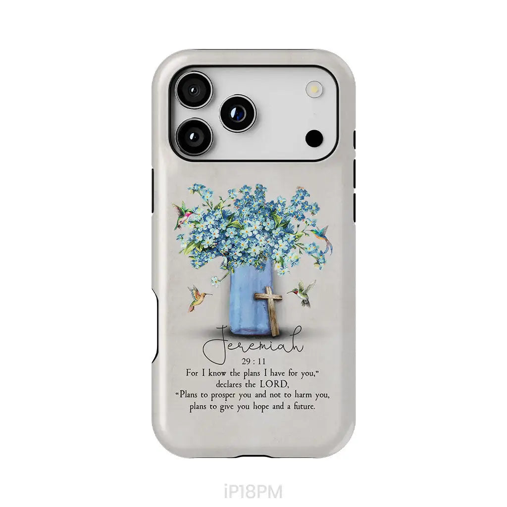 Bible Verse Phone Cases: Jeremiah 29:11 NIV Hummingbird Flowers Phone Case iPhone 18 Pro Max / Tough Case