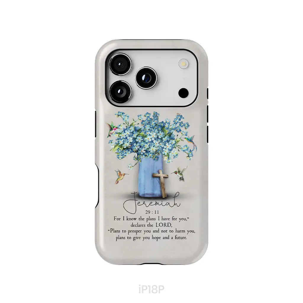 Bible Verse Phone Cases: Jeremiah 29:11 NIV Hummingbird Flowers Phone Case iPhone 18 Pro / Tough Case