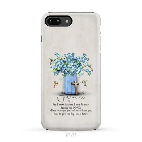 Bible Verse Phone Cases: Jeremiah 29:11 Niv Hummingbird Flowers Case iPhone 7 Plus / Tough