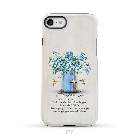 Bible Verse Phone Cases: Jeremiah 29:11 Niv Hummingbird Flowers Case iPhone 7 / Tough