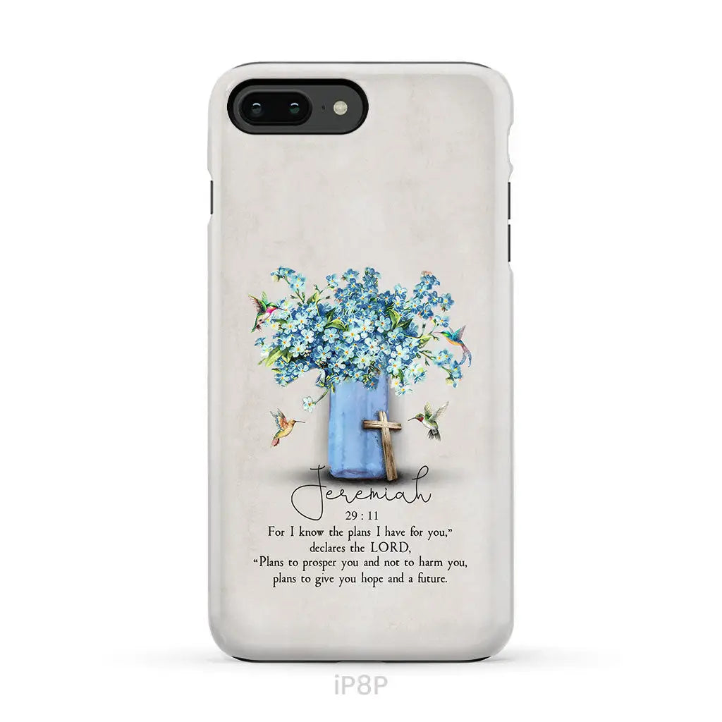 Bible Verse Phone Cases: Jeremiah 29:11 Niv Hummingbird Flowers Case iPhone 8 Plus / Tough