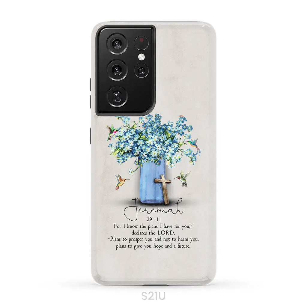 Bible Verse Phone Cases: Jeremiah 29:11 Niv Hummingbird Flowers Case Samsung Galaxy S21 Ultra / Tough