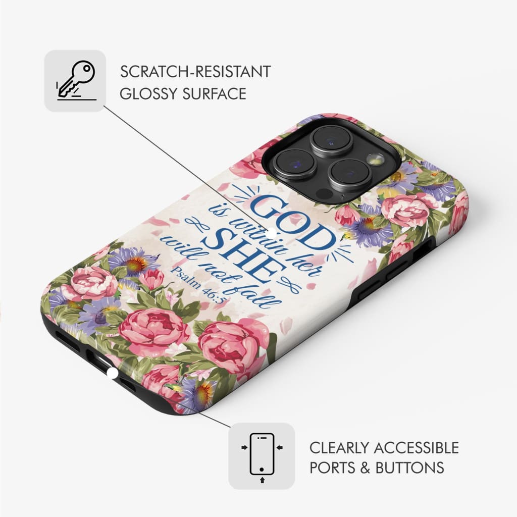 Bible verse phone cases: Psalm 46:5 God is within her she will not fall case