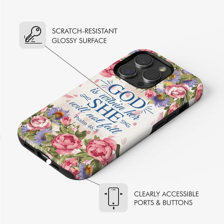 Bible verse phone cases: Psalm 46:5 God is within her she will not fall case