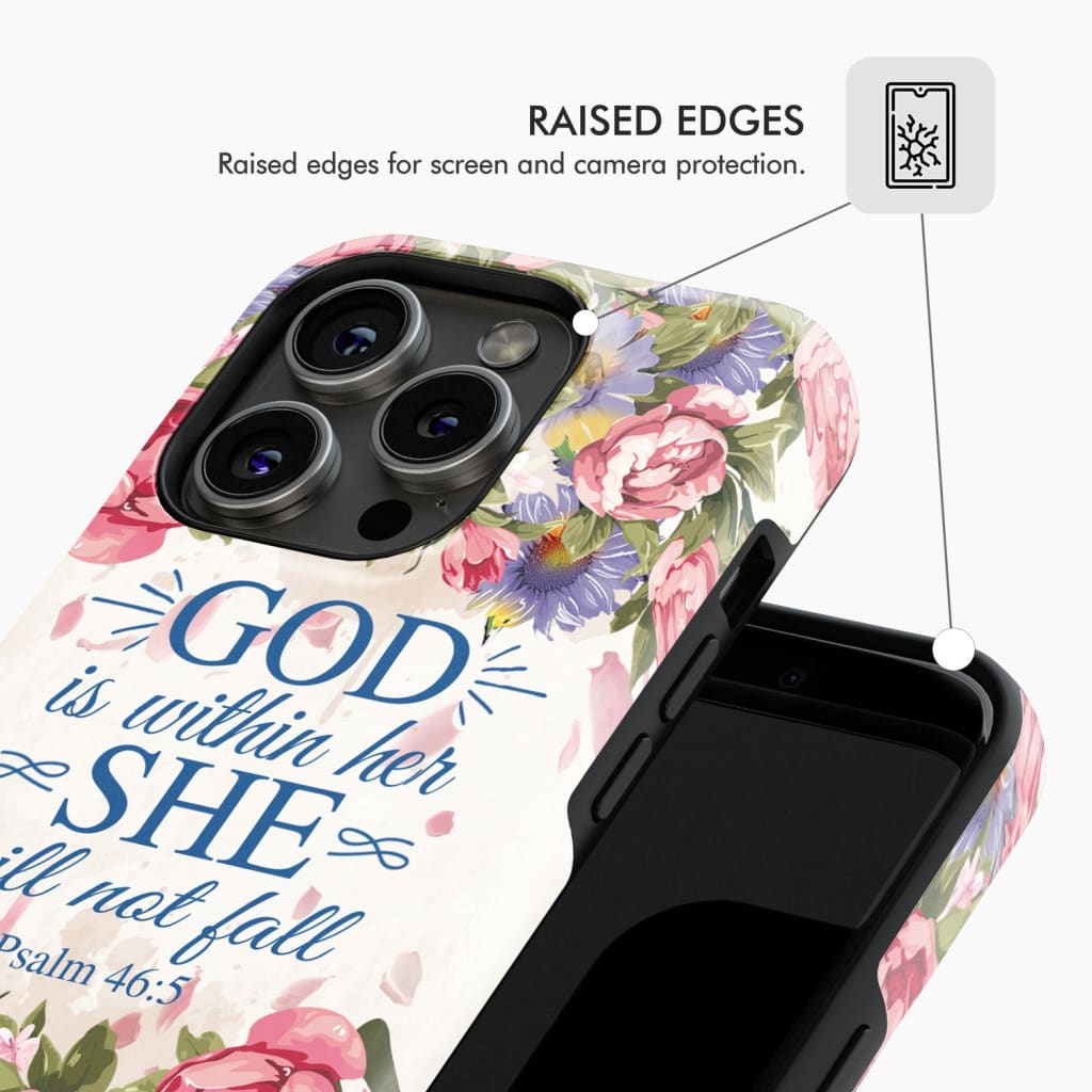 Bible verse phone cases: Psalm 46:5 God is within her she will not fall case