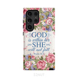 Bible verse phone cases: Psalm 46:5 God is within her she will not fall case Samsung Galaxy S24 Ultra / Tough