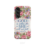 Bible verse phone cases: Psalm 46:5 God is within her she will not fall case Samsung Galaxy S24 / Tough