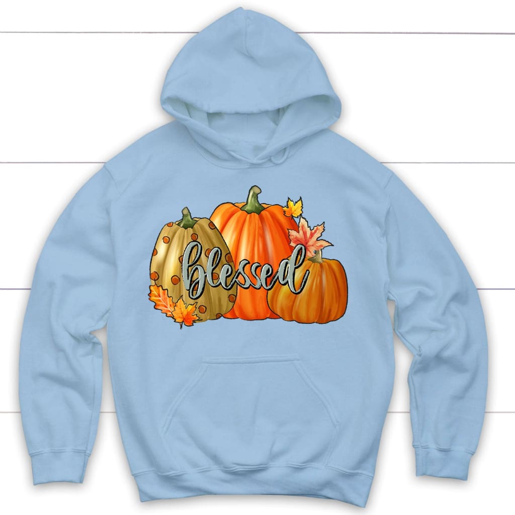 Blessed Pumpkin Hoodie Light Blue / S