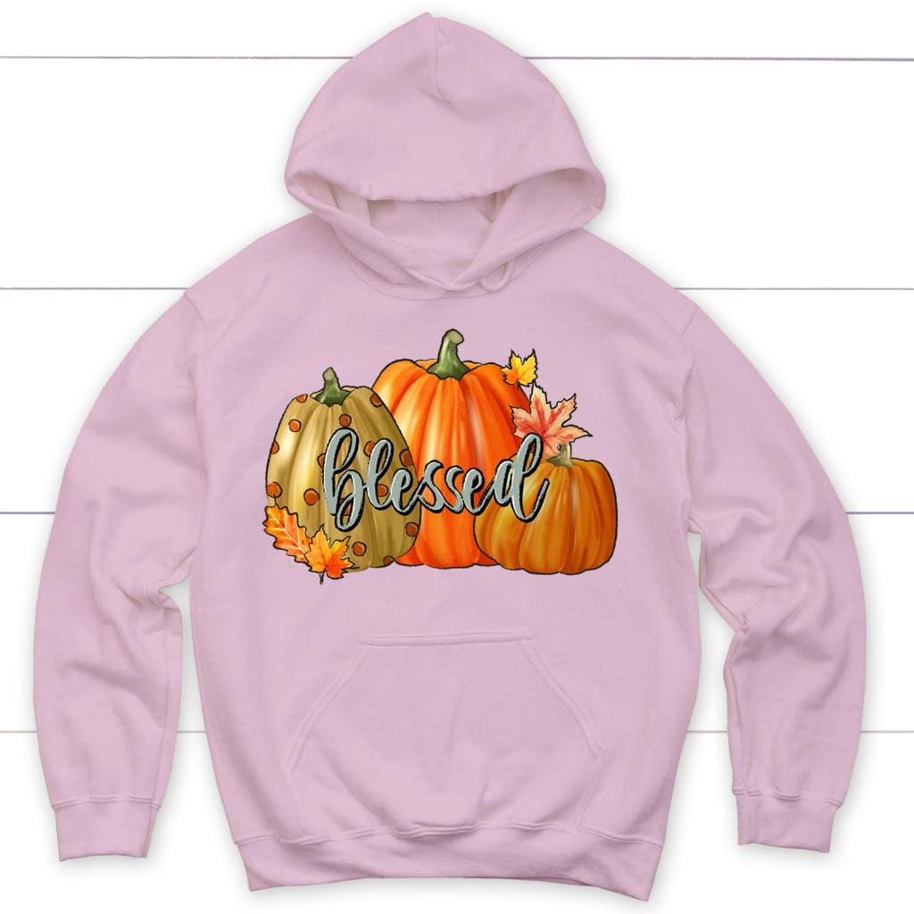 Blessed Pumpkin Hoodie Light Pink / S