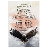 Faith-based wall decor with Isaiah 40:31, "But those who hope in the Lord will renew their strength," complemented by a powerful eagle image.