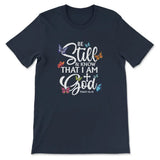 Butterflies Be still and know that I am God Women’s t-shirt Navy / S