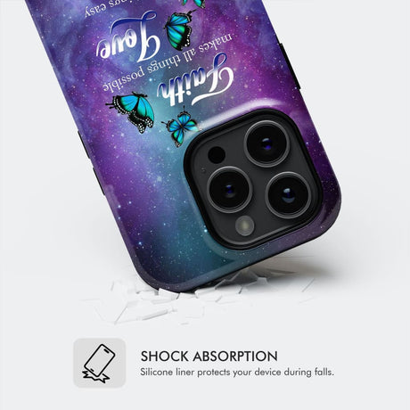 Butterfly faith makes all things possible Christian phone case