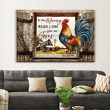 Farmhouse-style Christian wall art featuring "In the Morning When I Rise, Give Me Jesus" with a chicken and old barn, perfect faith-based decor.