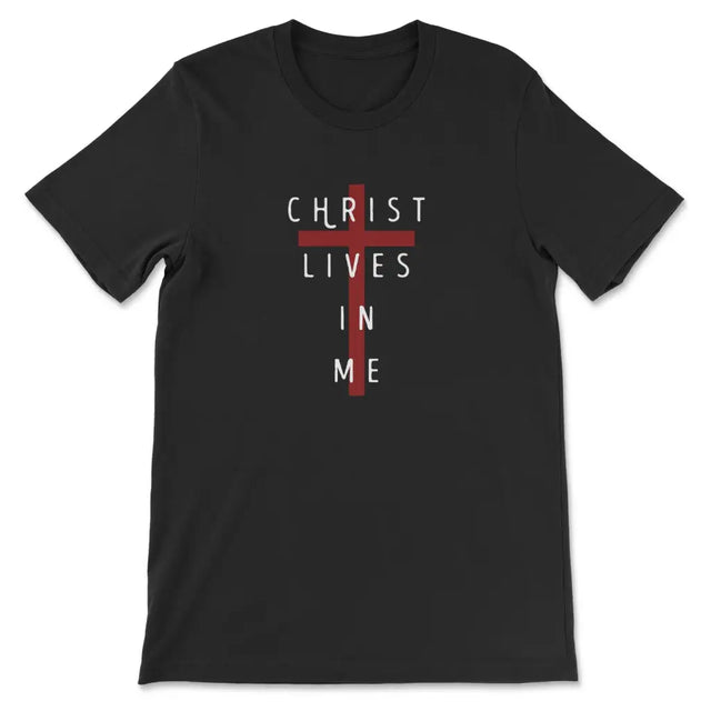 Christ Lives In Me Cross T-shirt Black / S