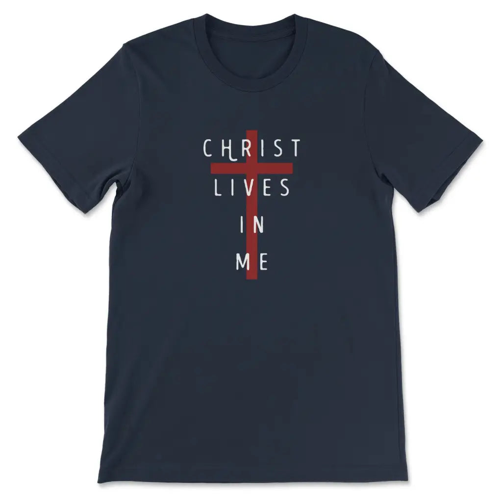 Christ Lives In Me Cross T-shirt Navy / S