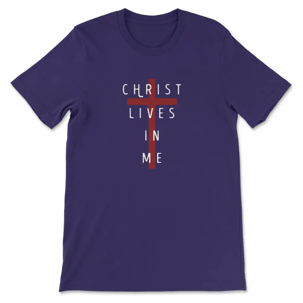 Christ Lives In Me Cross T-shirt Team Purple / S