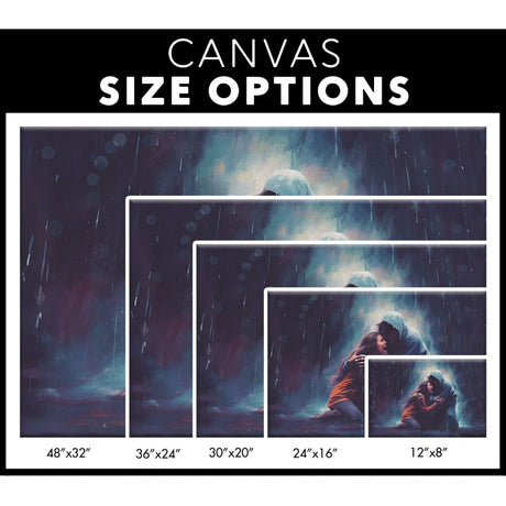 Jesus Holds A Woman In The Storm Wall Art Canvas Size Options