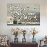 Inspirational Christian home decor: "Simply Blessed" wall art canvas, a beautiful reminder of faith and gratitude.