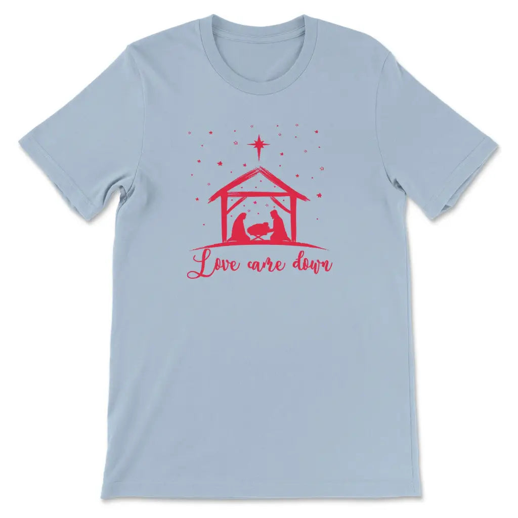 Christian Christmas Shirts: Love came down Jesus born t-shirt Light Blue / S