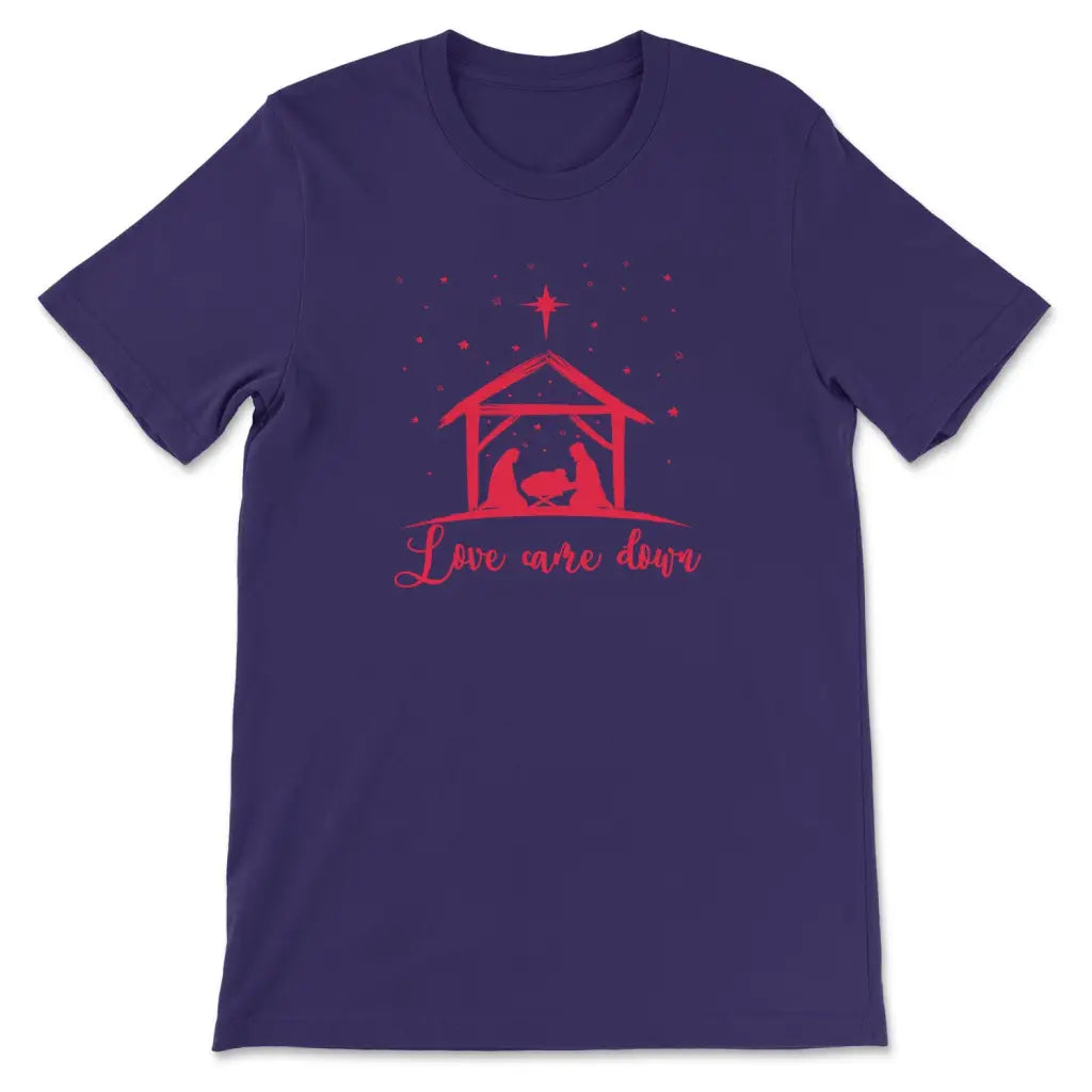 Christian Christmas Shirts: Love came down Jesus born t-shirt Team Purple / S