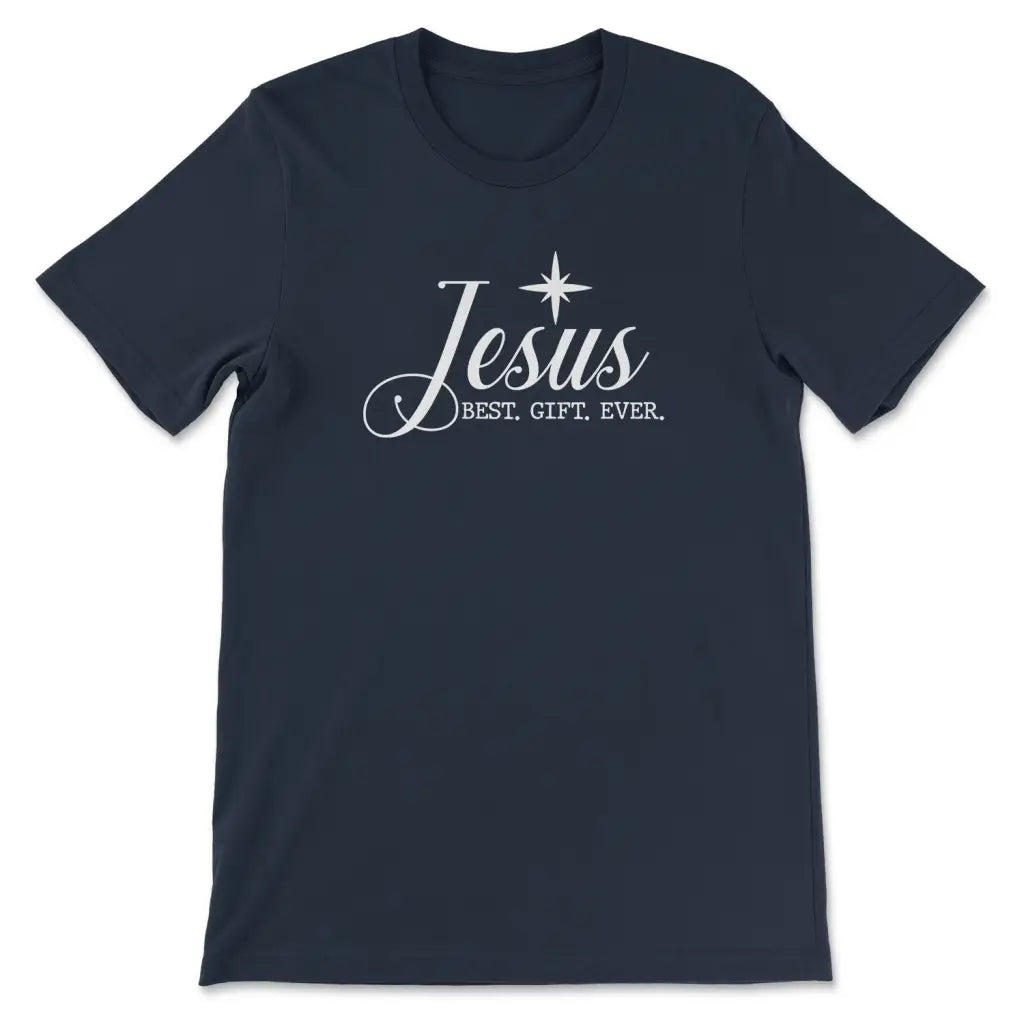 Christian Christmas T-shirts: Jesus best gift ever t-shirt Navy / S