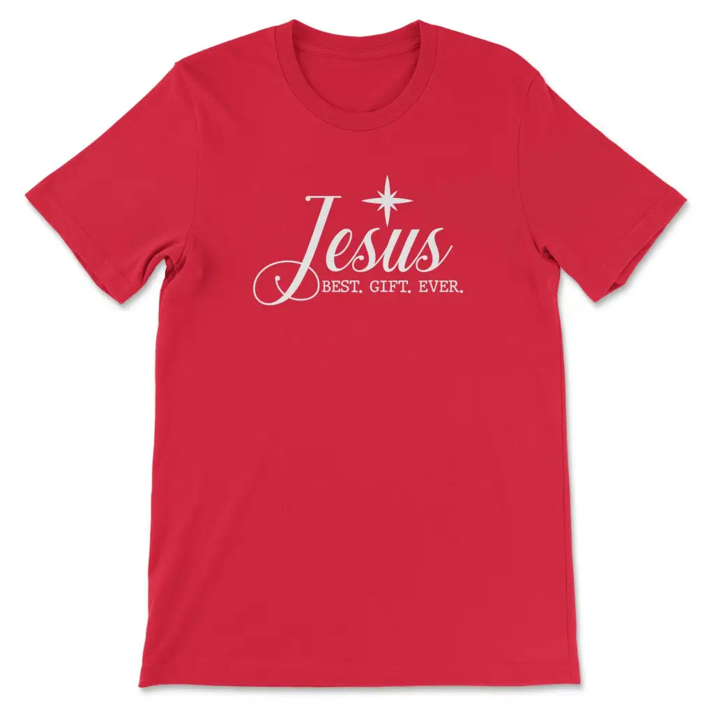 Christian Christmas T-shirts: Jesus best gift ever t-shirt Red / S