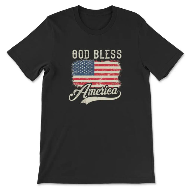 Christian Patriotic t-shirts: American flag God bless America t-shirt Black / S
