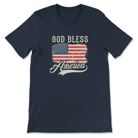 Christian Patriotic t-shirts: American flag God bless America t-shirt Navy / S
