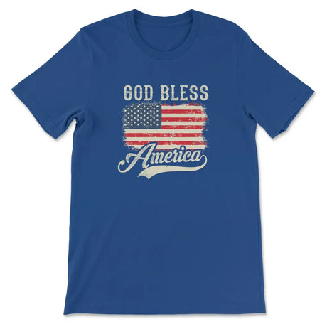Christian Patriotic t-shirts: American flag God bless America t-shirt True Royal / S