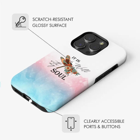 Christian phone case It is Well with My Soul Dragonfly flowers